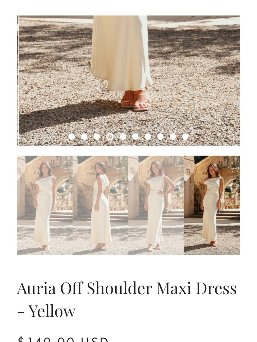 Asymmetrical One-Shoulder Yellow Satin Gown - Picture 5 of 10